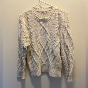 Dress Forum White Cable Knit Sweater